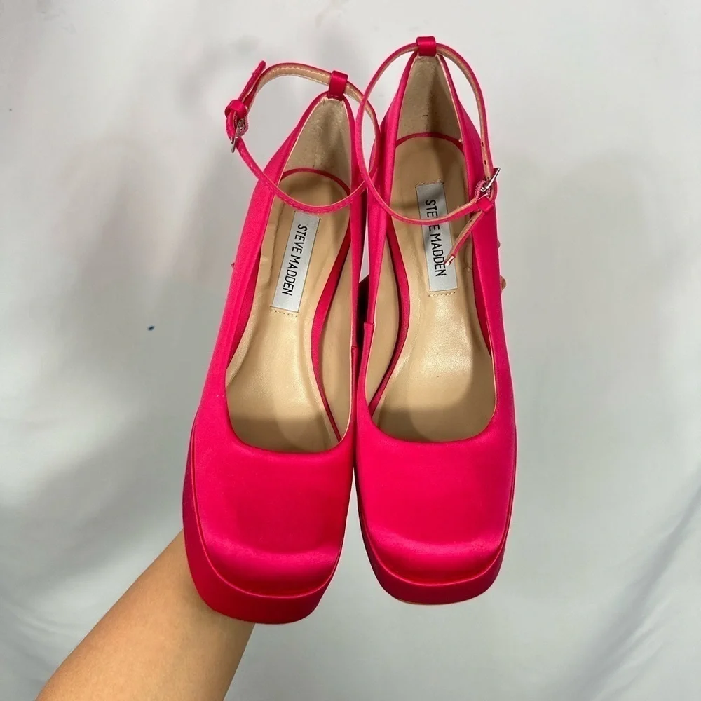 Steve Madden Artem hot pink platform ankle strap heels size 7.5